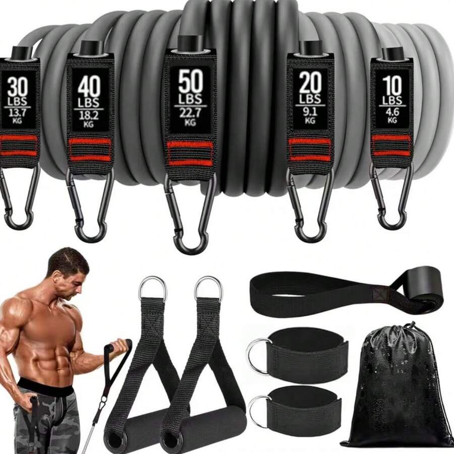 Set 11 buah Resistance Band, Pita Peregangan untuk Latihan Kebugaran di Rumah, Beban Maksimum 150 lbs, Cocok untuk Terapi Fisik dan Latihan Kekuatan