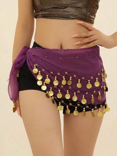 Belly Dance Waist Chain Costume Clean Sequin Skirt Music FestivalWaist Chain For Women Suitable For Gig Daily Wear Ballet StagePerformance Nightlife Halloween Costume Women Parties Rave Outfits Street Snap Shiny Sexy Dance Accessories