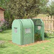 Greenhouse With 2 Roll-Up Doors, Windproof With Side Windows, UV Protection, PE Tomato House For Garden - 綠色 - 查看 2