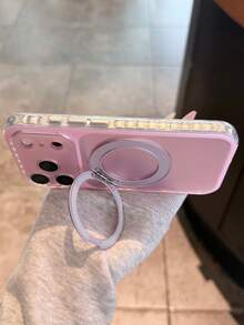 Minimalist Solid Color Laser With 360 Rotate Bracket Phone Case Compatible With IPhone 18 Pro Max 18 Pro 18 17 Pro Max 17 Pro 17 16 Pro Max 16 Pro 16 15 Pro Max 15 Pro 15 Luxury Shockproof Soft Back Cover - Pink - View 4