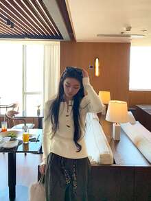 女款冬季新款慵懶時尚層次感長袖針織毛衣上衣 - 圖片色 - 查看 4