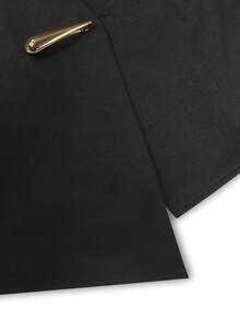 IGKEEL Plus Size Women's Spring Summer Autumn Tops, Suitable For Work, Daily Wear, Commuting And Office Occasions, Solid Color Asymmetrical Hem Single Button Vest Top - Black - View 10