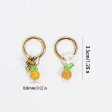 1 Pair Faux Lemon Flower Stainless Steel Earrings, Suitable For Wearing Jewelry During Rural Vacations - Multicolor 1 - View 2