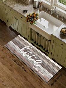 1pc American Vintage Wood Grain English Print Kitchen Rug, 3.5mm, Sponge Cushioning Shock Absorption, Rubber Backing Dirt-Resistant Easy To Clean, Suitable For Kitchen, Bathroom, Entryway, Laundry Room - Multicolor - View 18