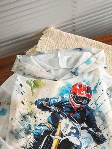 1 buah Sweatshirt Lengan Panjang Rajut Ringan Kasual Motif Tie-Dye Sepeda Motor untuk Anak Laki-laki, Cocok untuk Musim Semi dan Gugur - MultiWarna - View 6