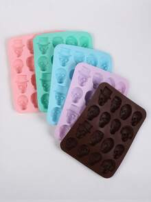 1pc Halloween Style Skull Silicone Mold, DIY Baking Chocolate Candy Ice Pudding Mold, Used For Scary Halloween Party Cake Decoration, Dessert Making Tool - Multicolor - View 3