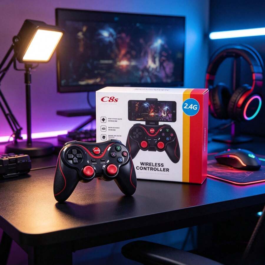 Mando de videojuegos Bluetooth C8S, gamepad inalámbrico con receptor 2.4G - Tipo de Enchufe A USA (110-127V) - Ver 1
