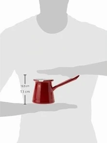 Enamelled Steel Turkish Coffee Pot, Compact Coffee Vessel For Brewing Traditional Small‑Batch Coffee Portions - Red - View 2