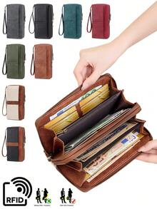 FOREVER MIYIN RFID Blocking Women Long Zip Around Wallet, Double Zipper Wristlet Purse, Large Capacity Multi Card Slots Cash Organizer Phone Holder For Daily Travel - Multicolor - View 2