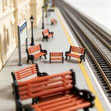 Mini Park Bench Model, Plastic Micro Landscape Ornament, Simulation Street Park Chair For Diorama, Railway Scenery, Dollhouse Scene Building Decor - H - View 7