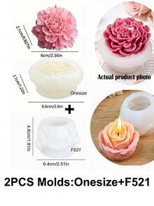 1/2pcs Hibiscus Silicone Flower Candle Mold,Peony Flower Design,Floral Moulds For Handmade DIY Soap Gypsum Clay Scented Candle Aroma Diffuser Resin Casting,Clear Texture,Gift Tool For Home Decor Wedding Graduation Birthday Party Festival,Valentine's - White Silicone Mold - View 12