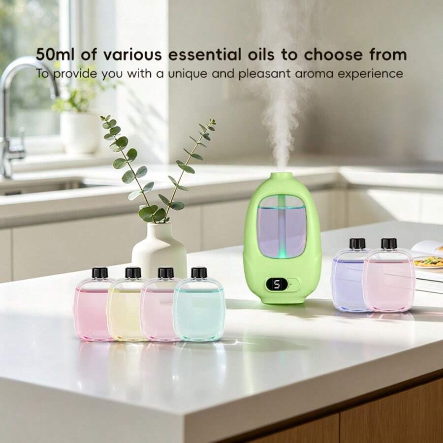 | Diffuseur d'aromathérapie intelligent pour la maison | Nouveau modèle 2026 Diffuseur d'arôme intelligent vert olive | 9 modes de brumisation + fonction de minuterie | Rechargeable USB avec longue durée de batterie | Convient pour hôtel/chambre/salle de bain | Parfum durable pour rafraîchir l'air | Double usage sur bureau/monté au mur | Design à la mode en matériau ABS durable | Lumière de nuit sept couleurs pour une atmosphère romantique | Cadeau de vacances idéal - Vert - Voir 1