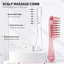1 chiếc lược massage chăm sóc tóc trong suốt, lược răng rộng cho nam và nữ, bàn chải tóc đa năng có chức năng phân phối chất lỏng dùng tại nhà - Nhiều màu - Xem 2