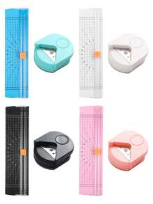 2 Pieces Paper Cutter Set, Mini Paper Trimmer + Corner Rounder Punch,Portable Paper Cutter, Corner Cutter Suitable For Offices, Schools, Paper Cutting, Photos, Scrapbooks, Cards,For Card Making Photos Scrapbook DIY Handmade Stationery - Multicolor - View 1