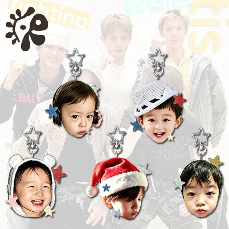 CORTI/S Men's Group Star Buckle Keychain KEONHO JUHOON JAMES Childhood Cute Pendant Backpack Accessory Fan Support Essential Birthday Gift For Best Friend - Multicolor - View 1