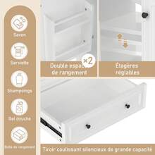 Bathroom Vanity Made Of Wood With Storage Adjustable With Drawers Black - 白色 - 查看 4