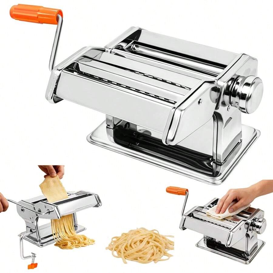 Vandise 3-In-1 Pasta Maker, Heavy Duty Stainless Steel Professional Pasta Machine  Table Top Clamp, Fresh Pasta Lasagne Spaghetti Tagliatelle Dumplings Maker Machine Cutter - Silver - View 1