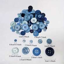 50g Blue Resin Buttons, Assorted Patterns And Sizes, Lightweight And Durable, Suitable For Sewing, Scrapbooking, Home DIY Crafts, Clothing Embellishments, Common Accessory For Handmade Enthusiasts And Designers - Multicolor - View 4