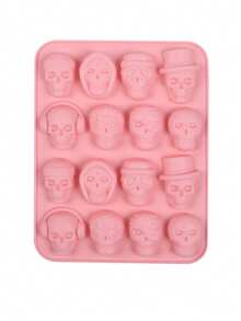 1pc Halloween Style Skull Silicone Mold, DIY Baking Chocolate Candy Ice Pudding Mold, Used For Scary Halloween Party Cake Decoration, Dessert Making Tool - Multicolor - View 13
