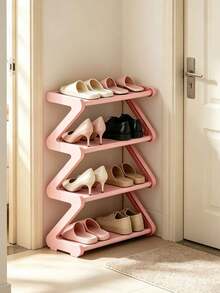 Z-Shaped Plastic Shoe Rack Floor-Standing Storage Rack Multi-Functional Large Capacity Easy Assembly Essential For Home Dormitory Space-Saving Storage Rack Suitable For Living Room Bedroom - Multicolor - View 4