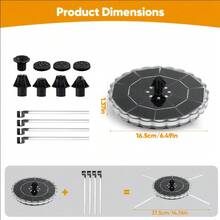 Upgraded 3.5W Solar Fountain With Colorful LED Ring Light And 2000mAh Build-In Battery,  Floating Solar Powered Bird Bath Fountains Water Feature Pumps, 7 Nozzle And 4 Fixers For Garden Pond Pool, Patio - Black - View 2