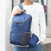 1pc Portable Multi-Functional Sports Backpack, Foldable Lightweight Waterproof Nylon Storage Bag For Men Outdoor Camping Hiking Travel - Royal Blue - View 3