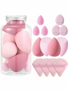 14pcs Makeup Sponge Set With Storage Jar, Suitable For Liquid Foundation, Makeup Sponge Finger Covers, Dry And Wet Dual-Use Foundation Makeup Puff - Multicolor - View 5