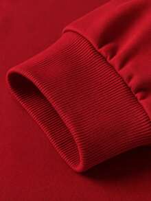 Solid Color Round Neck Sweatshirt For Men, 240g Pure Cotton, Basic Casual Long Sleeve Pullover For Daily Wear - 紅色3 - 查看 6