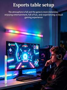 3pcs Human Body Sensing RGB LED Atmosphere Light Bar, Magnetic Rechargeable Color Gradient Light, Multi‑Mode Gaming Desk Closet Cabinet Bedroom Decor Night Light - RGB LED Strip Light - View 7