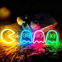 Gaming Theme Ghost Neon Wall Light, Gaming Room Bedroom Wall Decor, USB Powered Creative Atmosphere Night Light - Multi-color - View 5