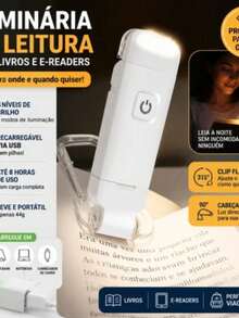 Luminária de Leitura Recarregável com Clipe para Livro - Cor aleatoria - Visão 3