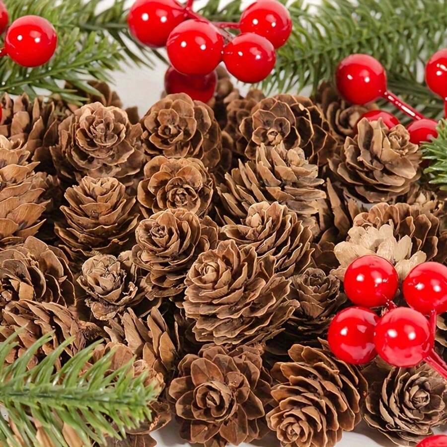 20/50 Buah DIY Pinus Palsu Mini Praktis Dekoratif Pinus Kerucut Pinus Musim Gugur Musim Dingin Liburan Pinus Buatan Realistis Dekorasi Karangan Bunga Natal Rumah Hadiah - Coklat - View 1