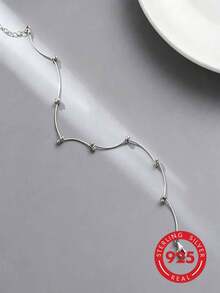 925 Silver Geometric Ball Anklet, Minimalist & Unique, Suitable For Daily Wear And Beach Vacation, Great Gift For Friends, Relatives And Loved Ones - Silver - View 6
