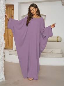 Jubah Panjang Lengan Kelelawar, Pakaian Panjang Elegan Longgar Ukuran Besar, Cocok untuk Acara Kasual Sehari-hari Wanita Timur Tengah - MultiWarna - View 13