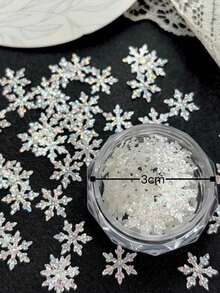 1 Box Laser Holographic Snowflake Slice Decorative Accessories, Glitter Hollow Snowflake Shaped Sequins, Built-In Rainbow Fine Shimmer Luster, Exquisite 3D Design, Boxed Storage, Suitable For Various Surface DIY Decoration, Winter Ice And Snow Atmosphere Decorative Accessories - Multicolor - View 6