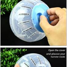 3pcs Hamster Exercise Ball, Transparent Ventilated Outdoor Rolling Ball, Colorful Lid Walking Ball, Suitable For Hamsters, Gerbils, Blue, Yellow, Pink - View 9