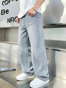 Boys' Simple Versatile Washable Casual Loose Fit Denim Jeans, Suitable For Summer And Daily Wear - Blue - View 7