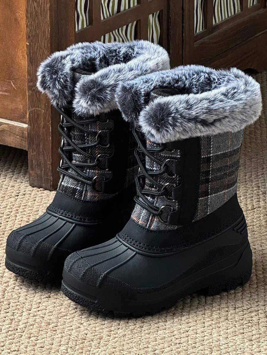女童男童雪地靴 兒童雪地靴 男童雪地靴 戶外靴 露營靴 保暖加厚