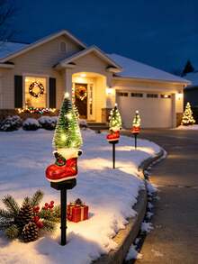 1pc Solar Powered Christmas Boot Stump Light, Outdoor Waterproof LED Pathway Light, Christmas Decorative Ground Light, Suitable For Yard Garden Lawn Holiday Decoration - Multicolor - View 7