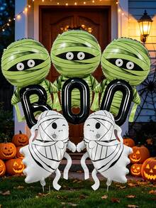 10 Adorable "BOO" Letter-Shaped Mummy Ghost Balloons, Helium-Fillable Decorative Balloons, Perfect For Halloween, Day Of The Dead, Children's Birthdays, Indoor And Outdoor Family Parties, And Store Window Displays - A - View 4