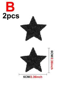 2 piezas Parche termoadhesivo con diseño de diamante de imitación en forma de estrella DIY - Negro - Ver 9