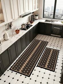 1 Pieza Alfombra de Cocina con Patrón de Flores Escarchadas Marrones, de 3.5 Mm de Goma Suave que Absorbe el Agua y es Fácil de Limpiar. Adecuada para Pasillos, Baños, Salas de Estar, Alfombras de Puerta Exterior y Toiletes. Utilizable Durante Todo el Año y para Diversas Festividades. - Multicolor - Ver 8