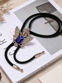 1Pc American-Style Crown Wings Bollo Tie, Denim Woven Bollo Tie, Lady's Shirt Collar String For Formal Evening Dress Accessories, Gift For A Friend - Multicolor - View 5