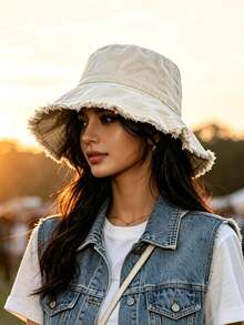 1pc Women's Bucket Hat, Solid Color, Fur Trim, Metal Decor, Casual, All Season, Fashionable & Versatile, Daily Commute - Fisherman's Hat 2 - View 6
