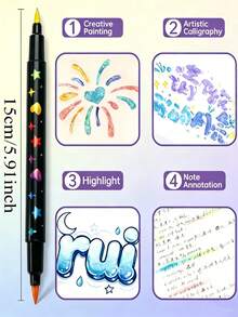 Dual-Tip Glitter Pens, Quick-Drying Ink, Fine Tip, Suitable For Scrapbooking, Card Making, Journaling, Etc., Dual-Tip Glitter Pen Set Is An Ideal Choice For Artists And Craft Enthusiasts, And A Perfect Choice For Back To School Season. - Double-ended Marker - View 6