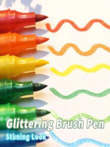 Dual-Tip Glitter Pens, Quick-Drying Ink, Fine Tip, Suitable For Scrapbooking, Card Making, Journaling, Etc., Dual-Tip Glitter Pen Set Is An Ideal Choice For Artists And Craft Enthusiasts, And A Perfect Choice For Back To School Season. - Double-ended Marker - View 5