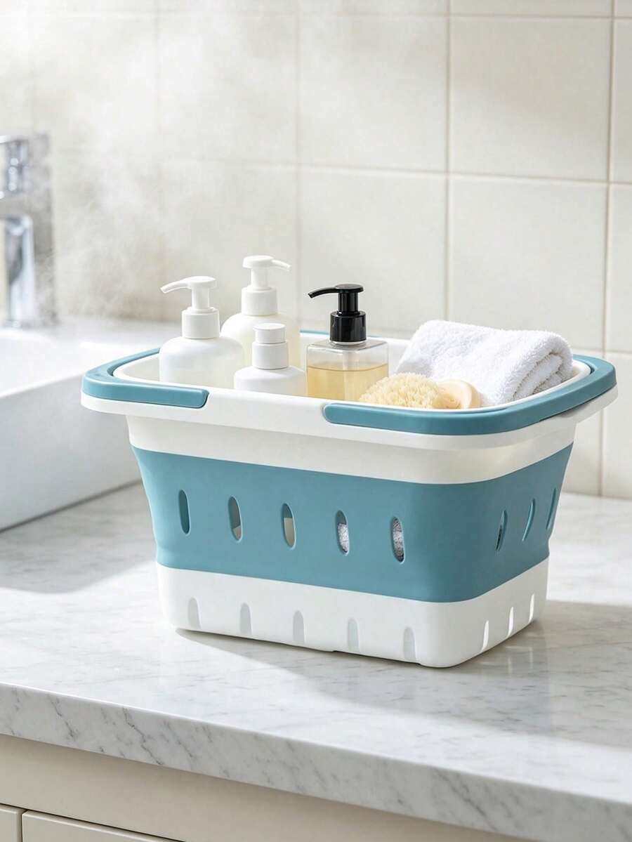 1pc Foldable Laundry Basket,Portable, Large-Capacity Hamper With Handles; A Versatile Storage Solution For Dirty Clothes, Toys, And Miscellaneous Items. Waterproof Design Suitable For Dorms, Bathrooms. Convenient And Practical For Organizing - Multicolor - View 1