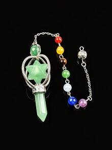 1pc Rotating Merkaba Crystal Natural Crystal Pillar Seven Chakra Meditation Divination Energy Crystal Hanging Ornament - Merkaba Pendulum - View 10