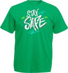 Stay T-Shirt, Never Forget About Safety Shirt, Unisex Adults,Unisex Pure Cotton T-Shirt, Plus Size, Suitable For Slightly Overweight Individuals. - Black - View 3