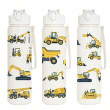 1件 750ml/26oz 3D列印工程車圖案運動水壺，多款工程車設計，5色可選，開學首日 - 彩色 - 查看 8